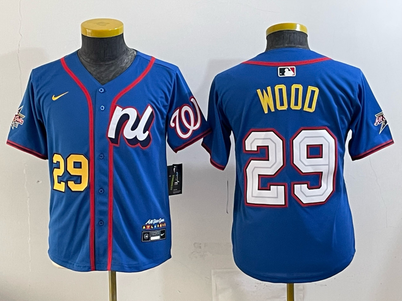 Youth  Washington Nationals #29 Wood blue Nike MLB 2025 jersey 004->youth mlb jersey->Youth Jersey